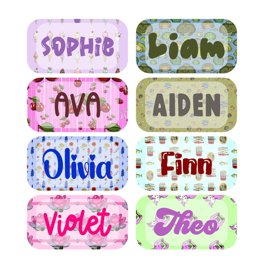 Name Tags CUSTOM waterproof vinyl stickers for water bottles, laptops, lunch box, back to school, summer camp, day care