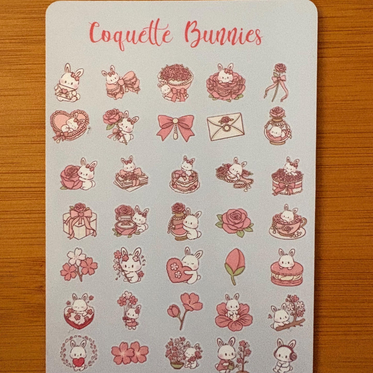 tiny kawaii cat, bear, bunny sticker sheet glossy vinyl stickers for classroom rewards, party favors, charts, journaling