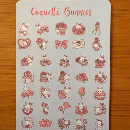 tiny kawaii cat, bear, bunny sticker sheet glossy vinyl stickers for classroom rewards, party favors, charts, journaling