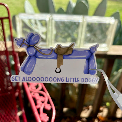 get along little doggy balloon dog 3” glossy vinyl laptop water bottle sticker decal