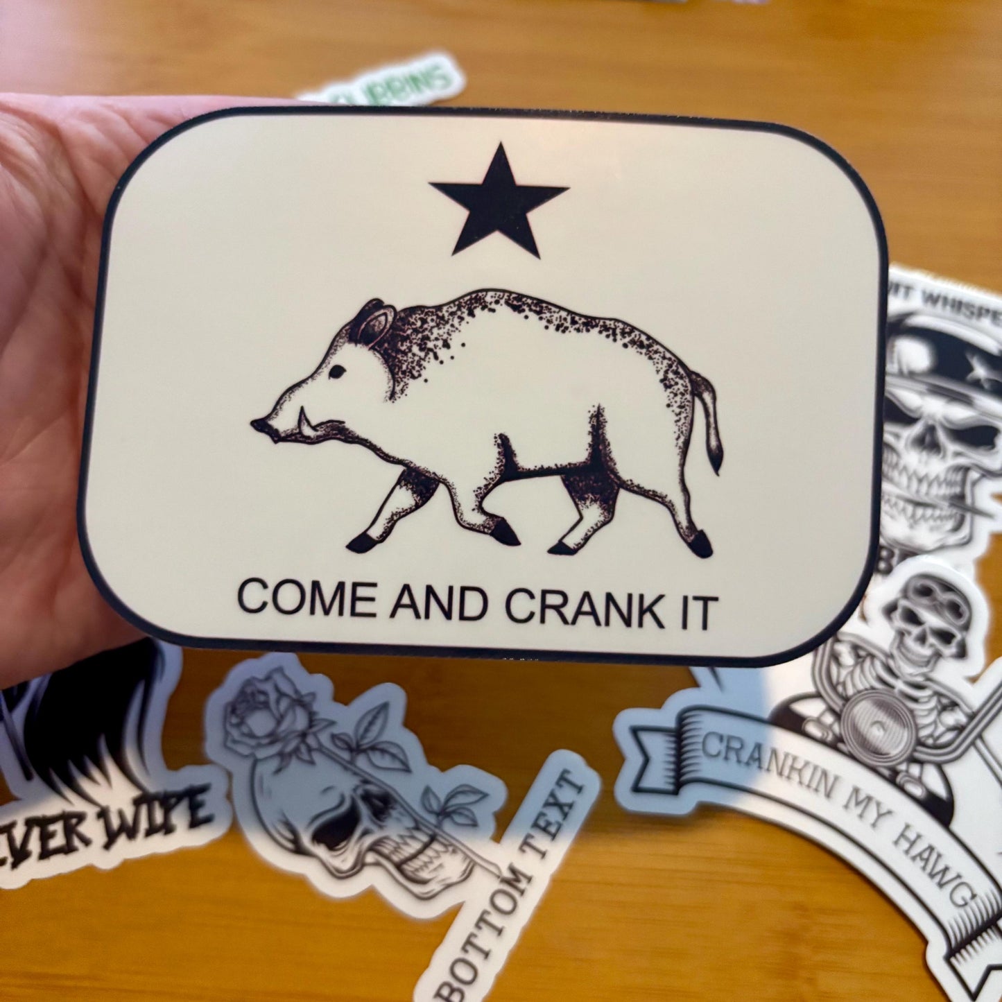 8 Pack Glossy Vinyl Hoss Hawg Crankin Stickers (Waterproof Laptop Decals)