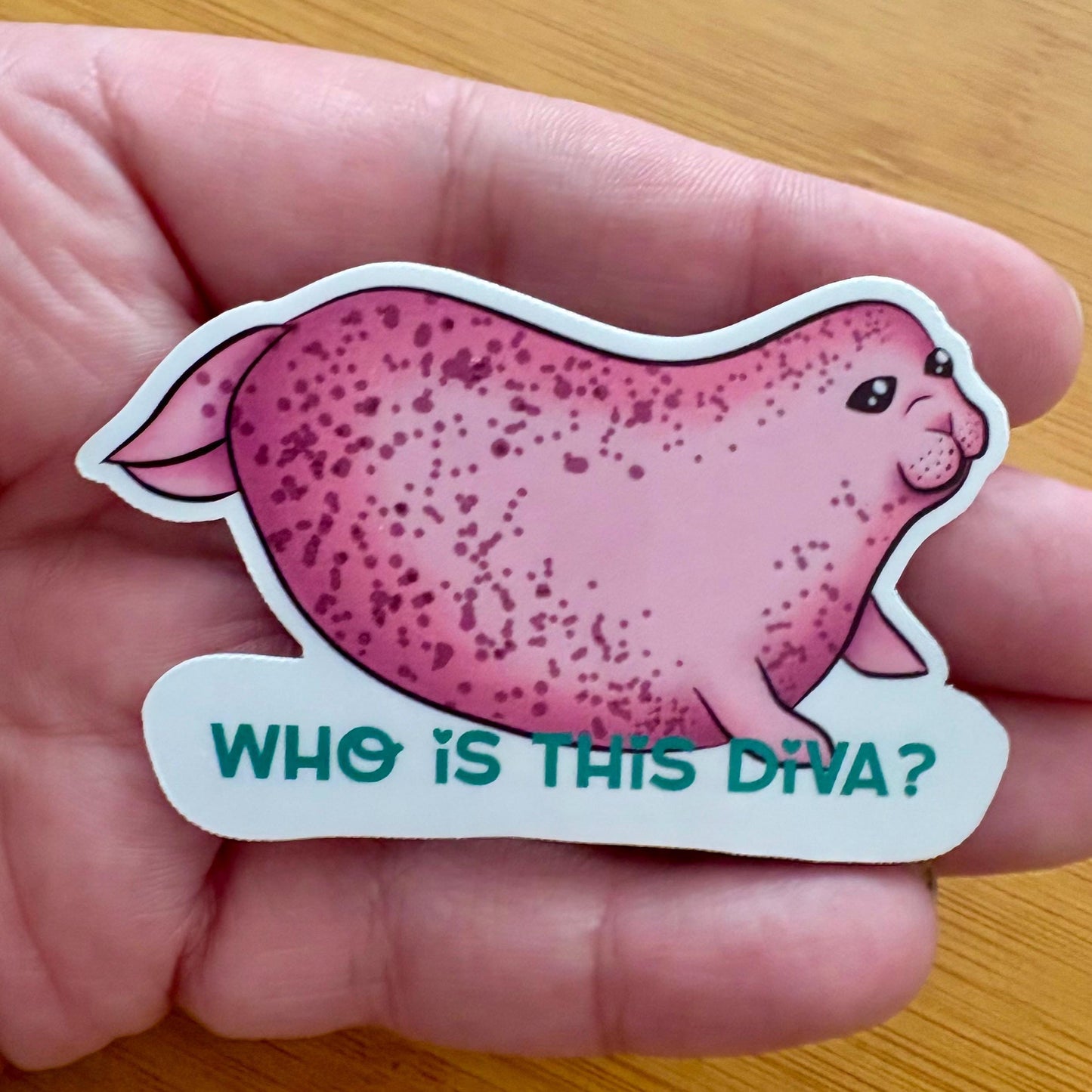 Who is this diva? seal 3” glossy vinyl laptop water bottle sticker decal