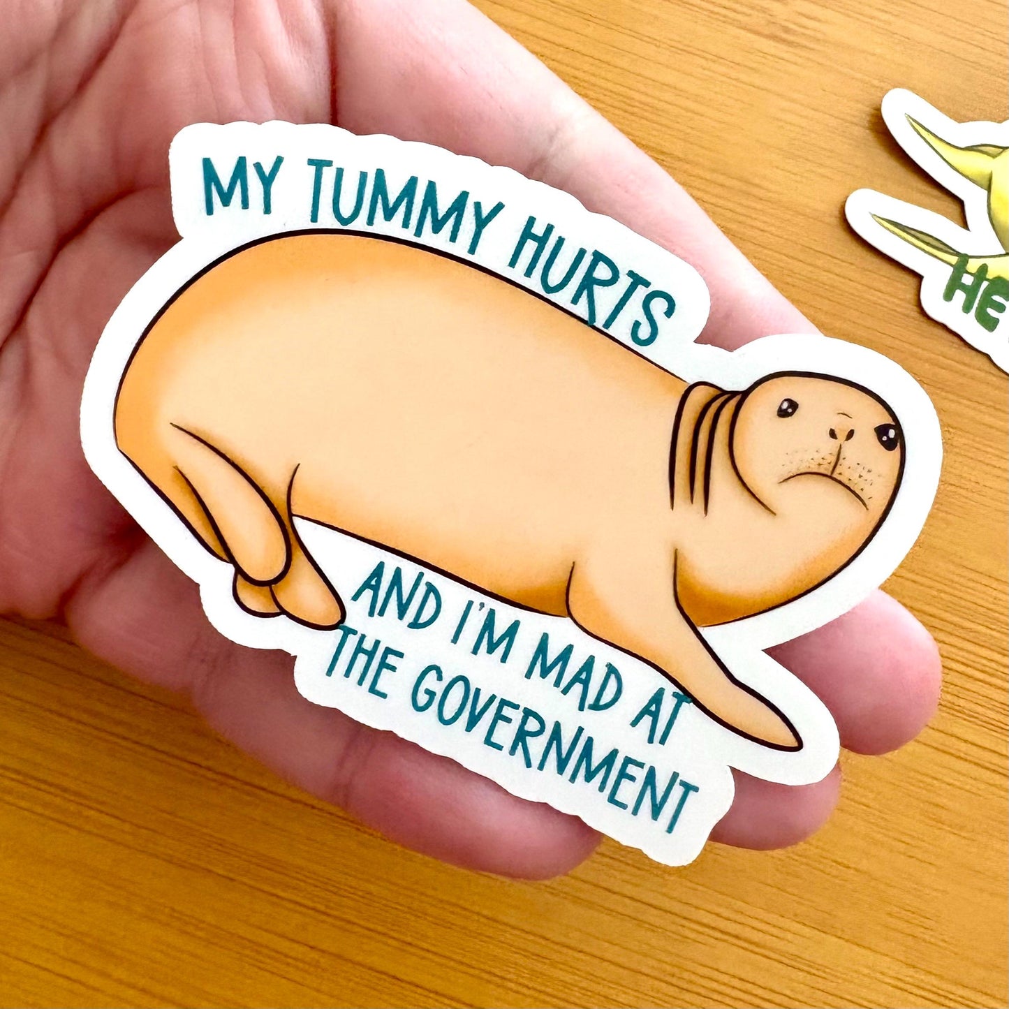 My Tummy Hurts Seal Sticker | 3" Glossy Vinyl Laptop Decal