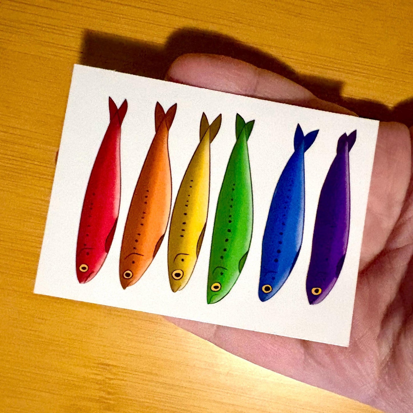 rainbow sardine sticker sheet glossy vinyl stickers