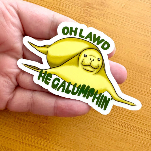 oh lawd he galumphin seal 3” glossy vinyl laptop water bottle sticker decal