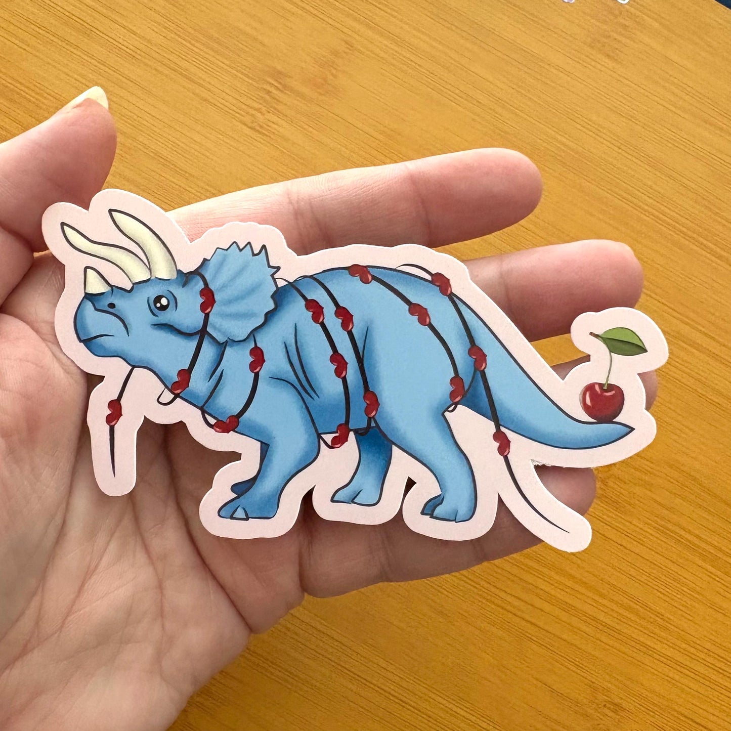 hearts triceratops 4” glossy vinyl laptop water bottle sticker decal