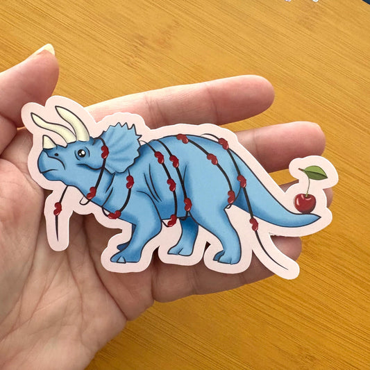 hearts triceratops 4” glossy vinyl laptop water bottle sticker decal