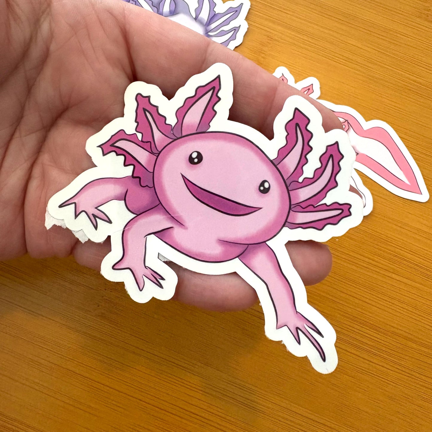 axolotl glossy vinyl laptop water bottle sticker decal