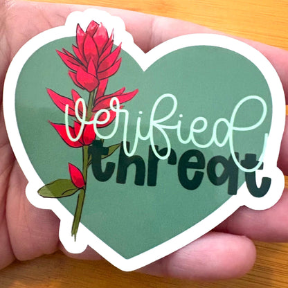 verified threat heart glossy vinyl laptop water bottle sticker decal