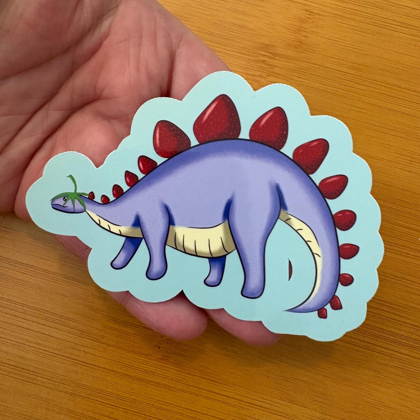 Strawberry stegosaurus 4” glossy vinyl laptop water bottle sticker decal