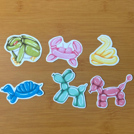 6 Pack Glossy Vinyl Balloon Dawg Stickers (Waterproof Laptop Decals)