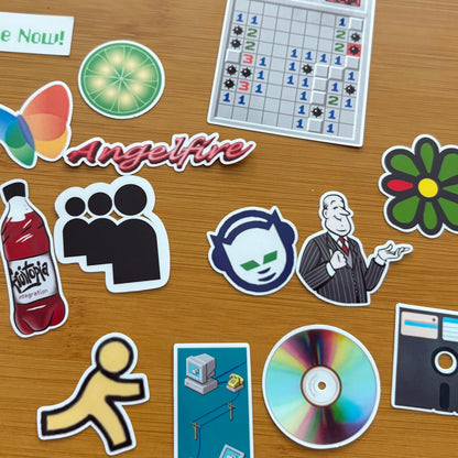 Y2K Millennial sticker pack glossy vinyl laptop water bottle decal