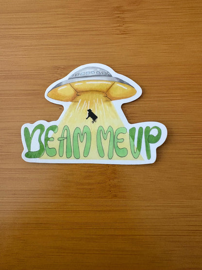 beam me up cow abduction 3” glossy vinyl laptop water bottle sticker decal