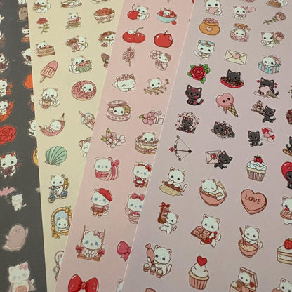 tiny kawaii cat, bear, bunny sticker sheet glossy vinyl stickers for classroom rewards, party favors, charts, journaling