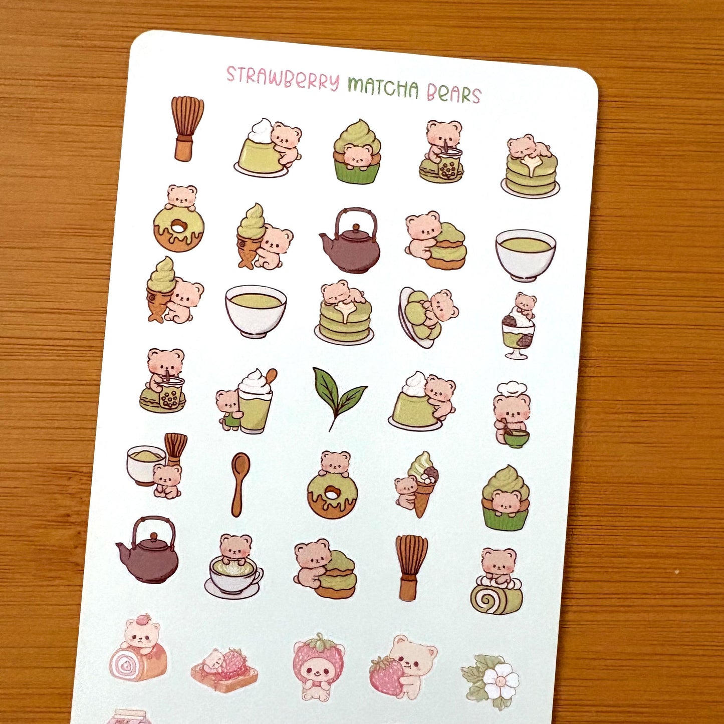 tiny kawaii cat, bear, bunny sticker sheet glossy vinyl stickers for classroom rewards, party favors, charts, journaling