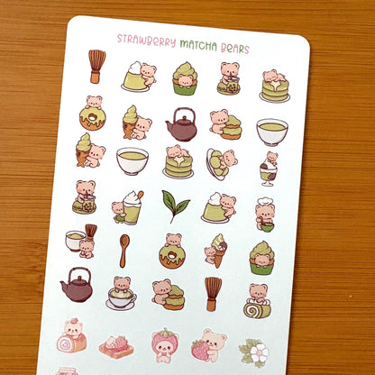 tiny kawaii cat, bear, bunny sticker sheet glossy vinyl stickers for classroom rewards, party favors, charts, journaling